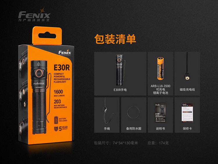 Fenix финикс alex E30R 1600 просвет Магнитное всасывание прямое обвинение 18650 яркий свет фонарик FENIX 