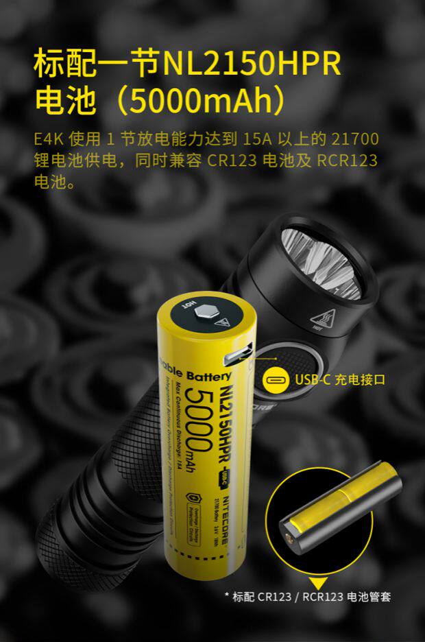 Nitecore, Knight Cord E4K 4400 просвет 21700 на открытом воздухе Ладонь верх портативный яркий свет фонарик nitecore/奈特科尔 