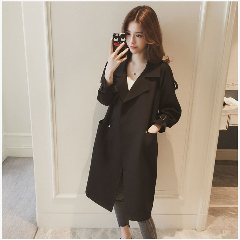 Maternity Autumn Coat 2021 Korean Edition Maternity Loose Suit Fashion Temperament Simple Mid-Length Over-the-Knee Trench coat