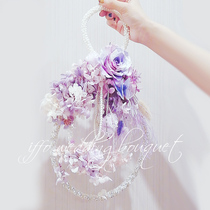 Cruise Fiffo Custom Architecture Perpetual Rose Bridal Hand Touted Purple Wedding Handheld Basket Crystal Bouquet