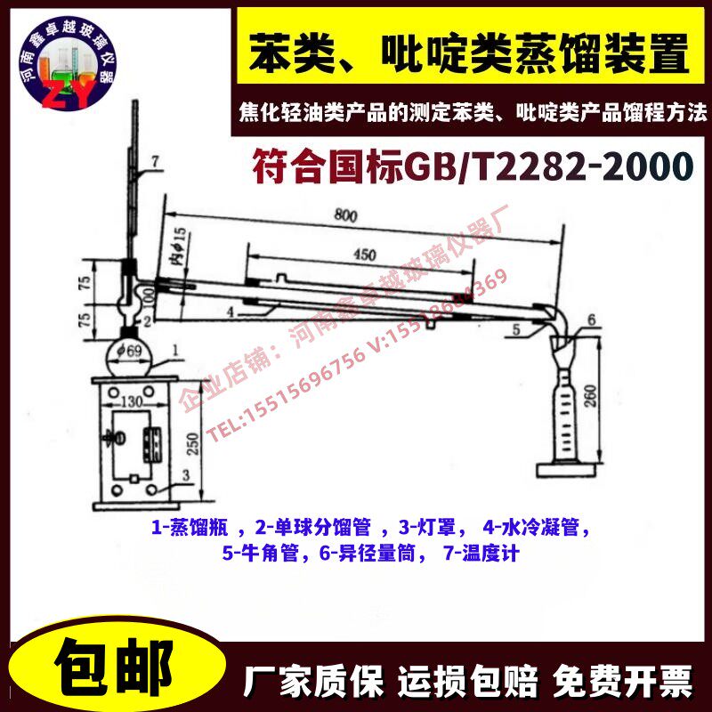 GB/T2282-2000焦化轻油类产品的测定苯类、吡啶类产品馏程方法