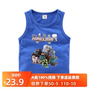 phim hoạt hình My Minecraft mới cho trẻ em bông mùa hè áo T-shirt boy in tay đầu sling.