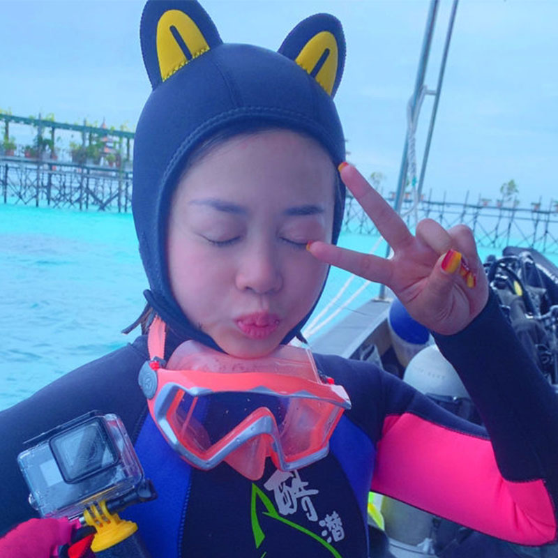 3mm diving cap cartoon cute warm headgear Snorkeling diving equipment anti coral waterproof female ear protection winter swimming cap