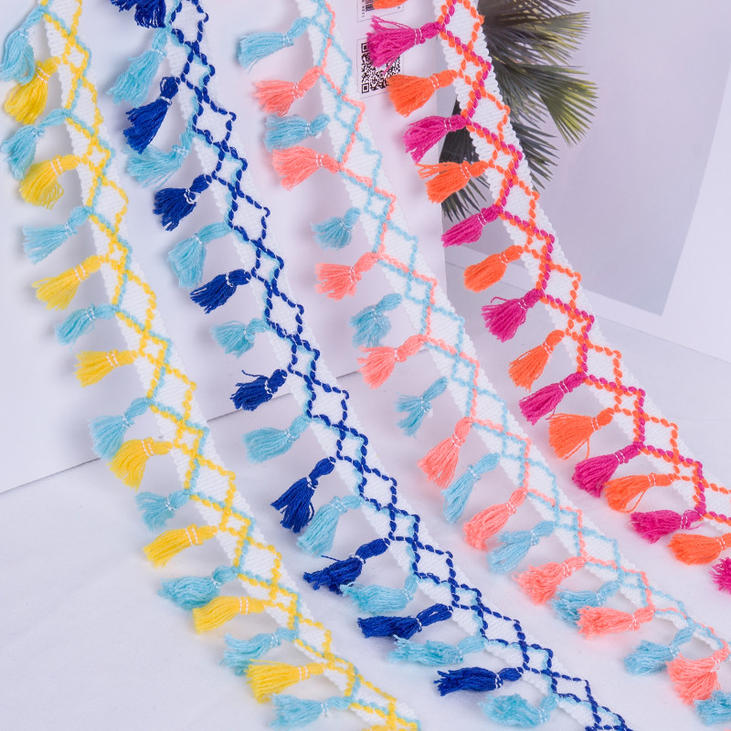 Tassel lace handmade DIY production materials ethnic wind cotton ribbon sofa art accessories curtain decorative lace