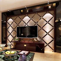 European style art glass Guest restaurant TV mirror square diamond-shaped simple film and television boutique sofa entrance background wall