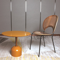 ins medieval stainless steel net red dining chair Nordic minimalist living room leisure back chair log color single shell chair