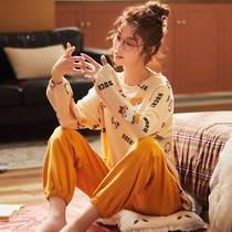 Pajamas female autumn cartoon cotton long sleeve cute lady new autumn Korean Princess sexy home suit
