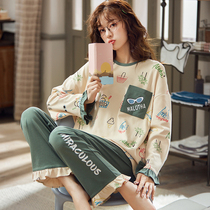 Pajamas female autumn new cartoon cute sweet loose long sleeve trousers girl sexy home suit Korean version