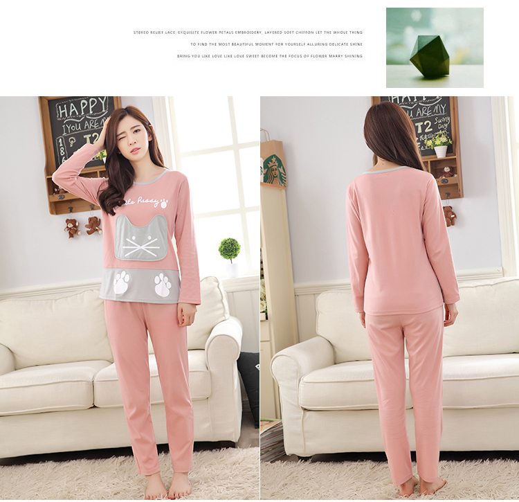 Đồ ngủ đặc biệt hàng ngày của phụ nữ cotton dài tay mỏng thường xuyên mùa xuân và mùa thu hoạt hình dễ thương bên ngoài mặc phù hợp với dịch vụ nhà nội y cao cấp