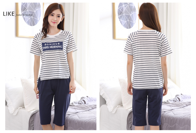 Đặc biệt hàng ngày đồ ngủ phụ nữ mùa hè tay ngắn cắt quần cotton nữ phù hợp với giản dị dễ thương bên ngoài dịch vụ mặc nhà bộ pijama