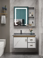 Không Gian Hợp Kim Nhôm Tủ Phòng Tắm Kết Hợp Phòng Tắm Chậu Rửa Mặt Gốm Chậu Rửa Mặt Thông Minh Gương Tủ tủ gương phòng tắm inox tủ kính nhà tắm