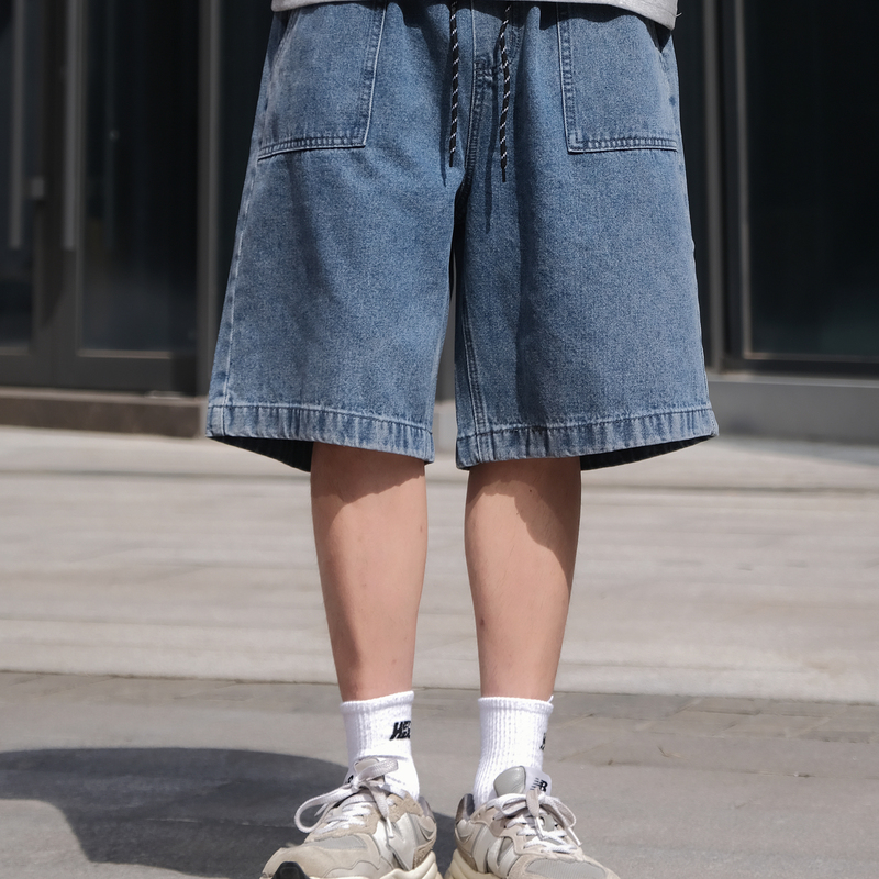 Observer Ssa Dark Washed Workwear Japanese Style Retro Versatile Loose Denim Shorts