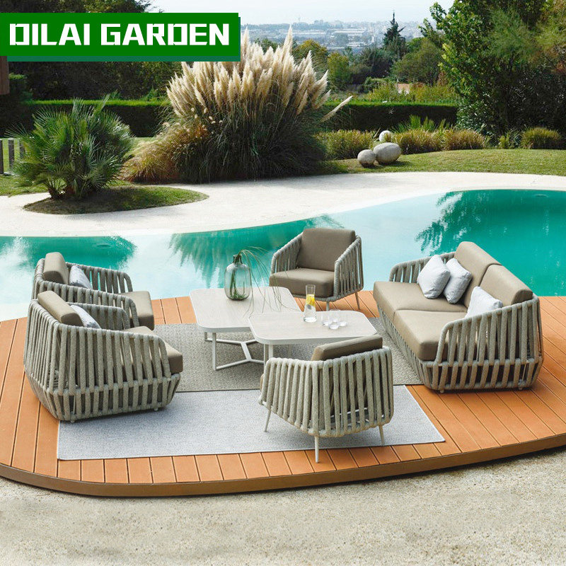 Outdoor Sofa Balcony Rattan Chair Coffee Table Rattan Simple Courtyard Villa Outdoor Hotel Garden Furniture Combination Leisure