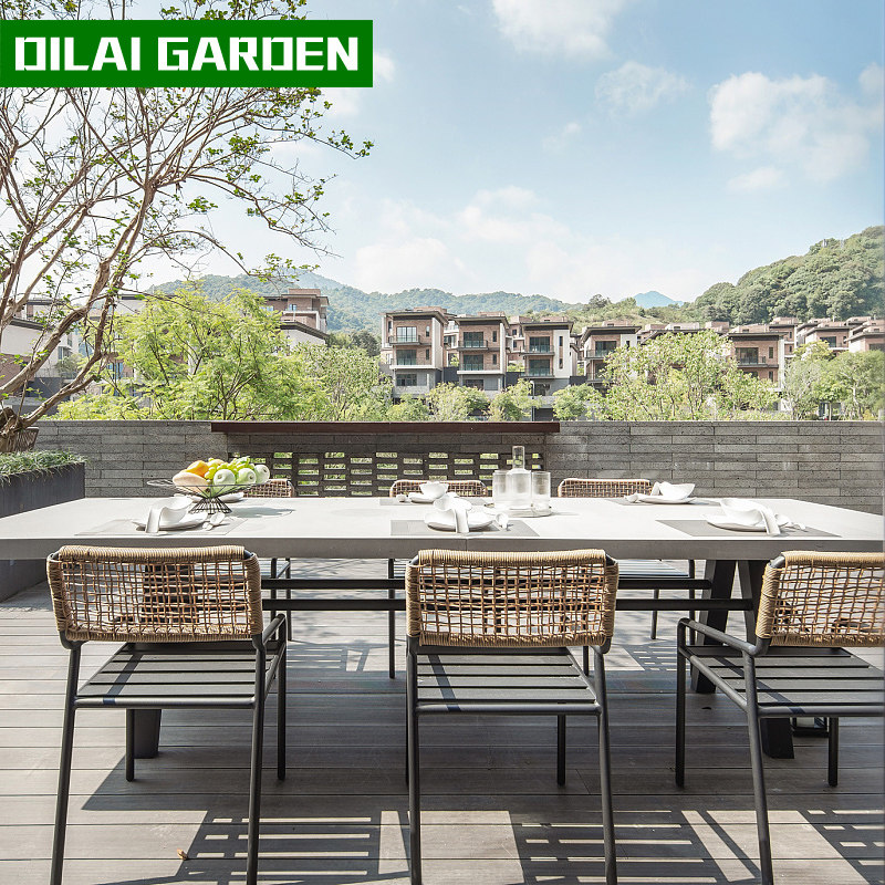 Custom Outdoor Sofa Rattan Garden Solid Wood Leisure Greenhouse Terrace Teak Model Room Day Combination Furniture