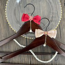 Mingya wedding wedding clothes hanger solid wood groom suit clothes hanging happy character pearl decoration wedding supplies