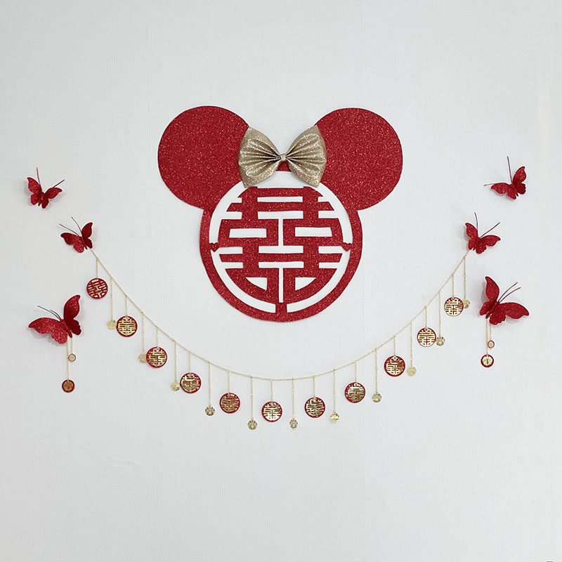 Mingya wedding products Mickey Minnie hi word wedding room layout wall stickers door stickers creative dress up romantic wedding supplies Daquan