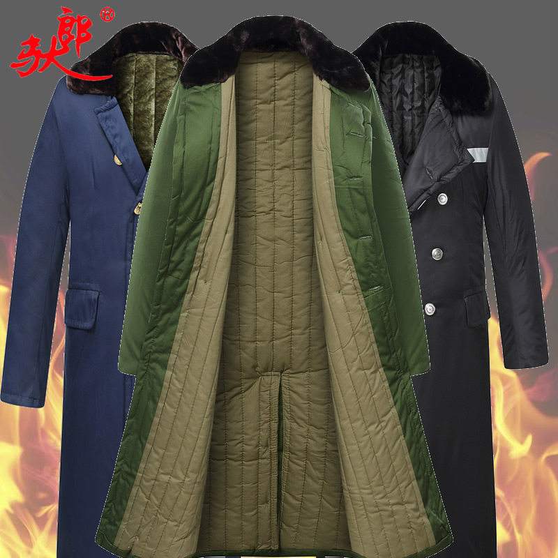 Military cotton coat green men's winter thickened long version security cotton clothes cold storage cold-proof labor used work clothes Northeast cotton padded jacket