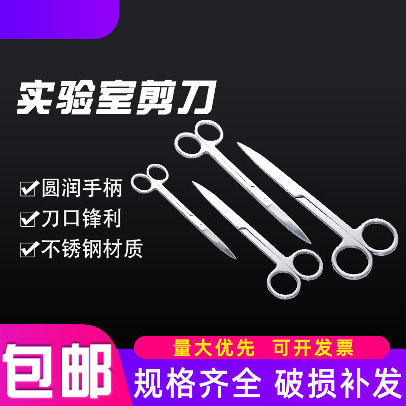 不锈钢拆线小组织剪解剖剪刀家用 尖头  实验室用直尖剪刀 园艺剪
