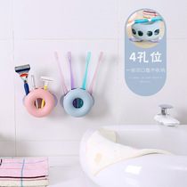 Four-hole suction Wall toothbrush holder bathroom wall-mounted dental holder creative couple suction cup toothbrush holder for toothbrush shelf