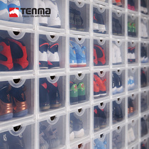 Thickened flip shoe box plastic simple shoe box centipede fine basketball shoe storage box combination flip type AJ shoe box