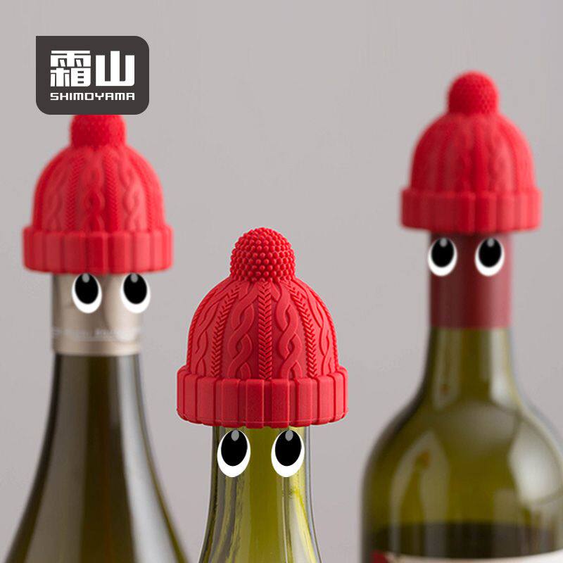 Japan Frost Hills Small Red Cap Red Wine Cork Home Creative Silicone Glass Cork Champagne Wine Stopper Bottle Cap
