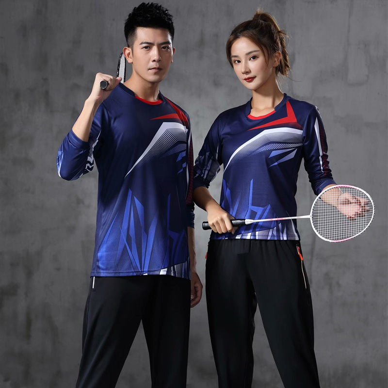New men and women's badminton suit long sleeve trousers suit quick dry table tennis uniform tennis service competition uniforms customised-Taobao
