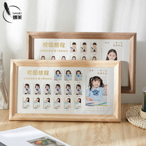 Campus Time Photo Frame Children Growth Record Album de photos Baby Entrance Photos 2 pouces de licence pour se souvenir dun pendule en bois massif