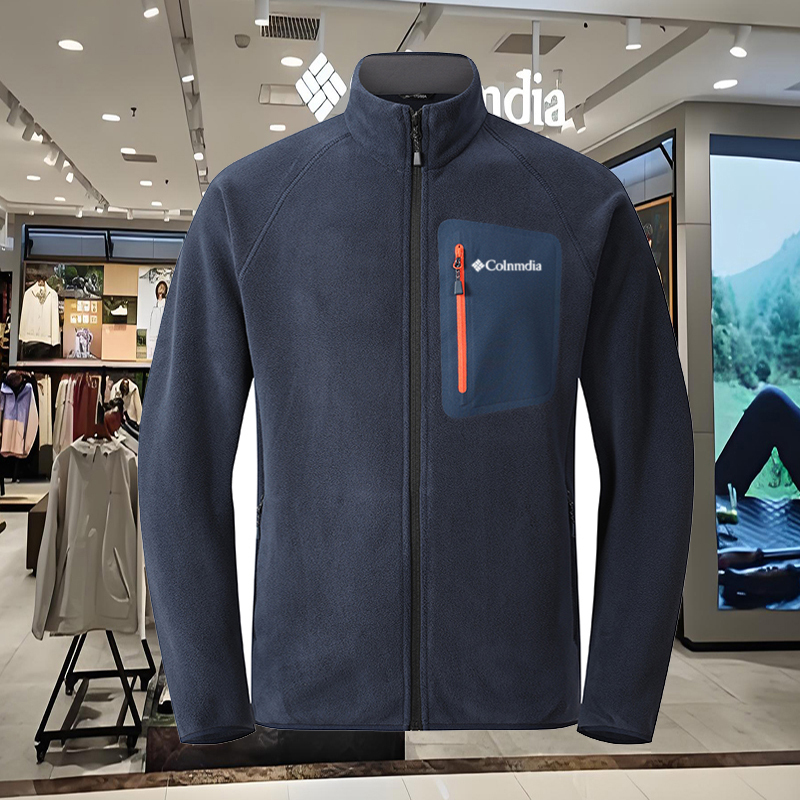 Colin 26 New Autumn and Winter Outdoor Sports Stand-Up Collar Fleece Jacket for Men, Fleece-Lined, Warm, Windproof, Thickened Coat