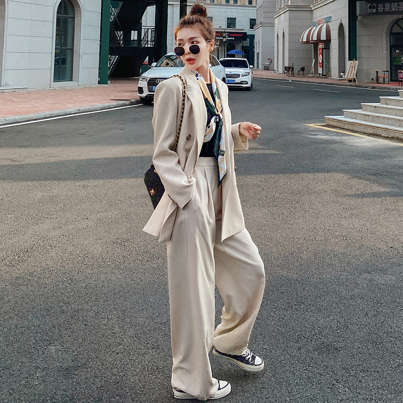 High-quality fried street fashion suit suit female spring and autumn 2022 new Korean version of the suit wide-leg pants casual two-piece