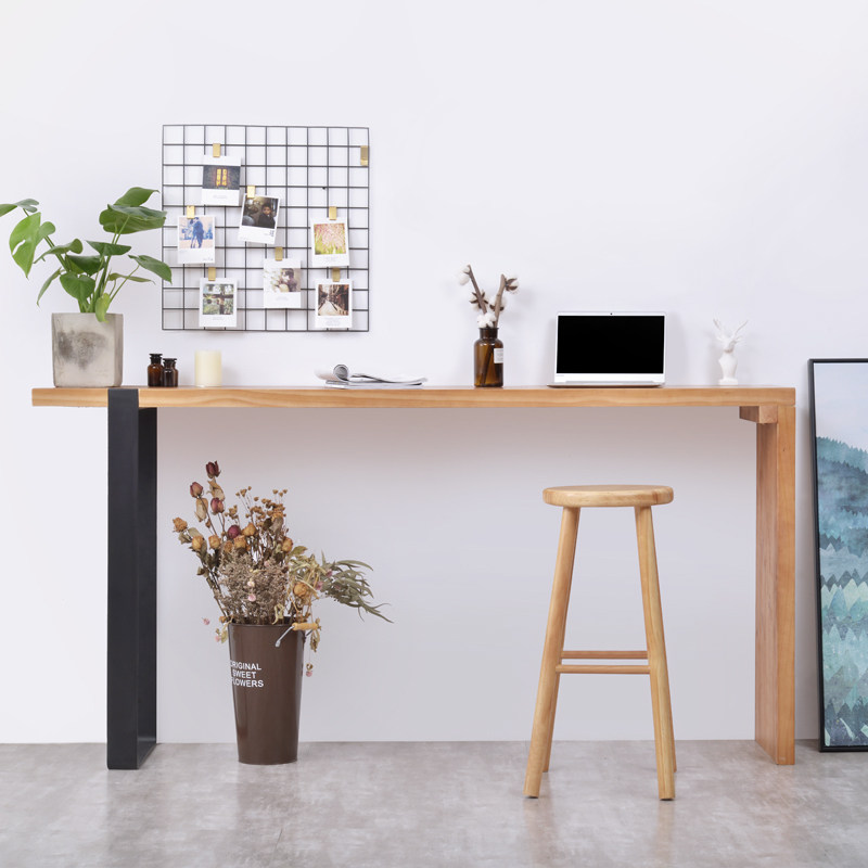 Solid wood bar table Home living room Dining Room Cubicle Creativity Small Wine Table Dining Table with balcony High-footed table Easy