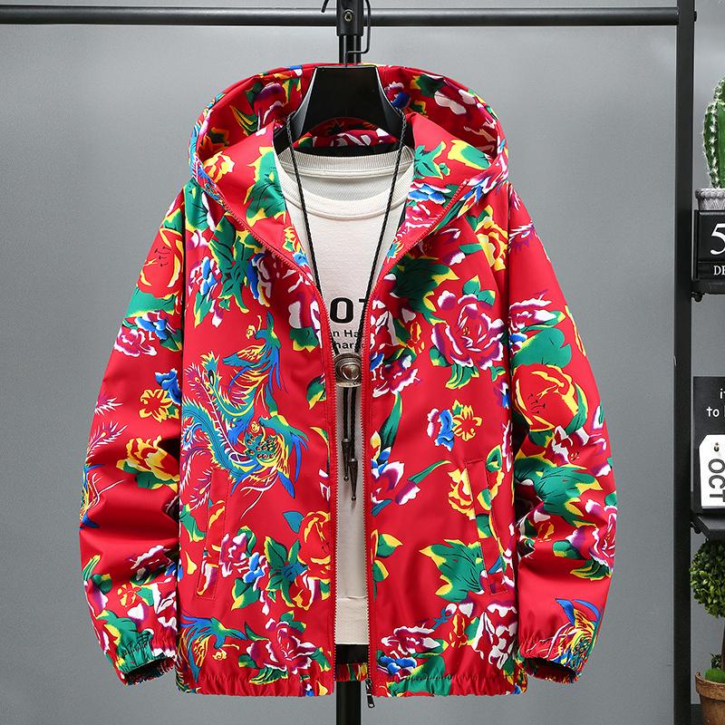 2026 Northeast Large Floral Spring Jacket Unisex National Trend Peony Flower Festive Spring and Autumn Performance Clothing Coat