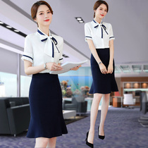 High-end business temperament summer thin fashion Foreign style stewardess ol hotel front desk work clothes suit female summer