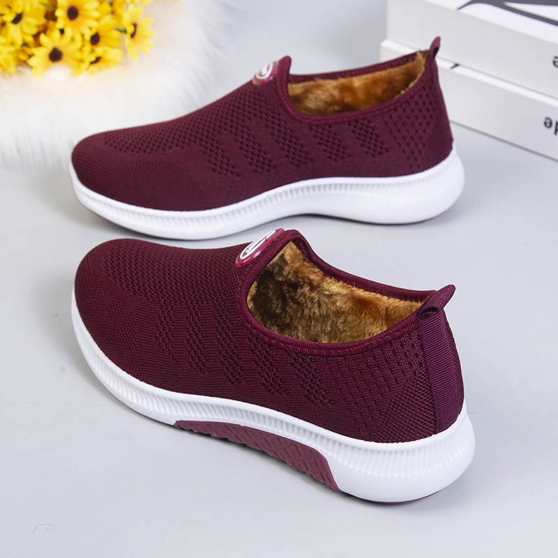 Cotton Shoes Woman Winter New old Beijing Garveled 2nd cotton shoes Old age Mom shoes flat flat non-slip warm sneakers-Taobao