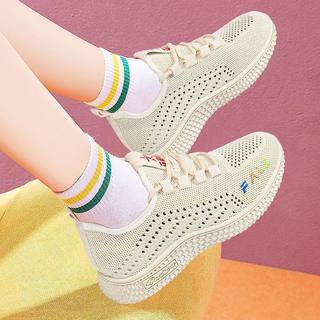 Mesh shoes women's breathable mesh sports shoes 2022 summer flying weaving casual hollow mother shoes Korean version of all-match running shoes