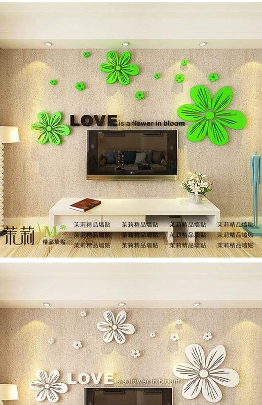 Sáng tạo hoa 3d pha lê acrylic ba chiều tường sticker bữa ăn phòng khách sofa phòng ngủ TV nền tường trang trí nhà - TV