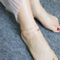 Không phai thời trang Nhật Bản và Hàn Quốc hạt bướm đôi vòng chân bằng thép titan nữ vàng hồng cá tính đơn giản chuỗi mắt cá chân hoang dã các mẫu lắc chân bạc nữ đẹp