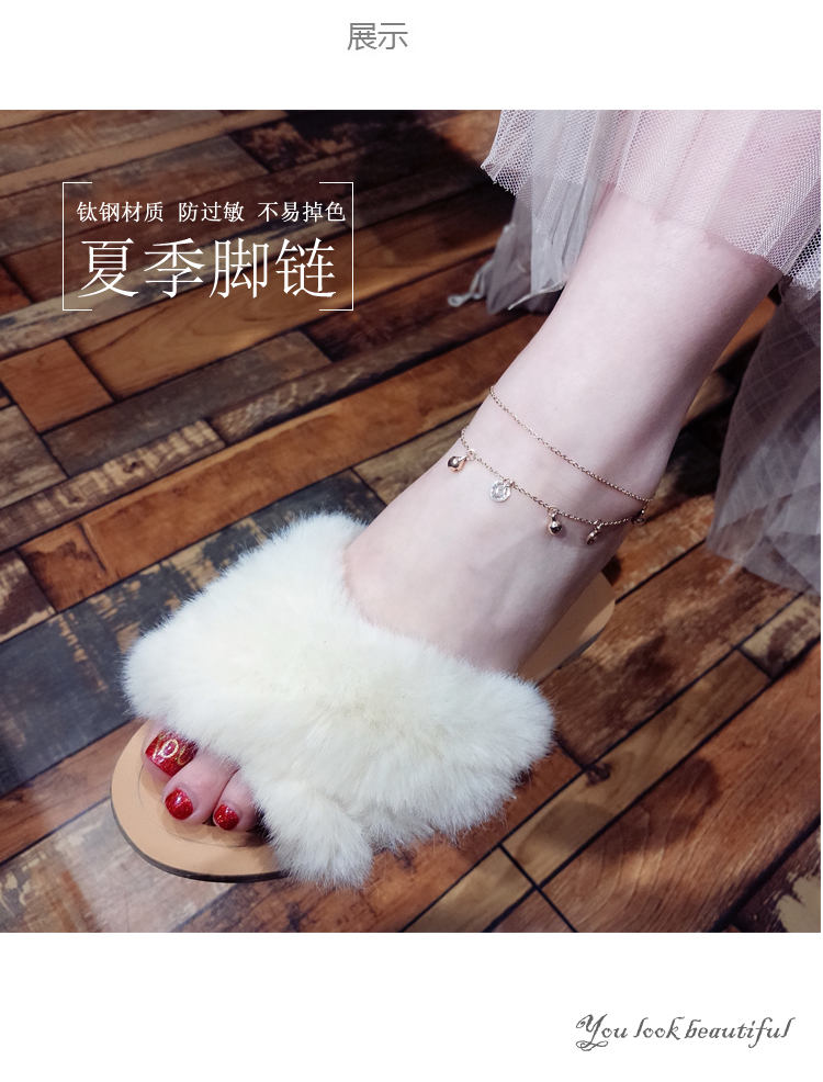 Xã hội nữ hai lớp tiền đồng vòng chân vòng cung retro vòng chân chuông không phai vàng hồng titan chân thép dây lắc chân pnj