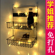 Wall shelf non-punching student dormitory good thing wall hanging basket bedroom kitchen bathroom storage rack wall hanging