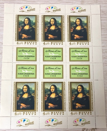 (Sunshine Post Spring Agency)Foreign stamps Hungary Mona Lisa famous Painting Sheetlet