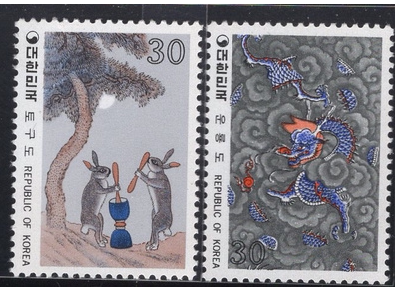 (Sunshine Post Spring Society) Korean Stamps 1980 Folk Painting The third group is not complete