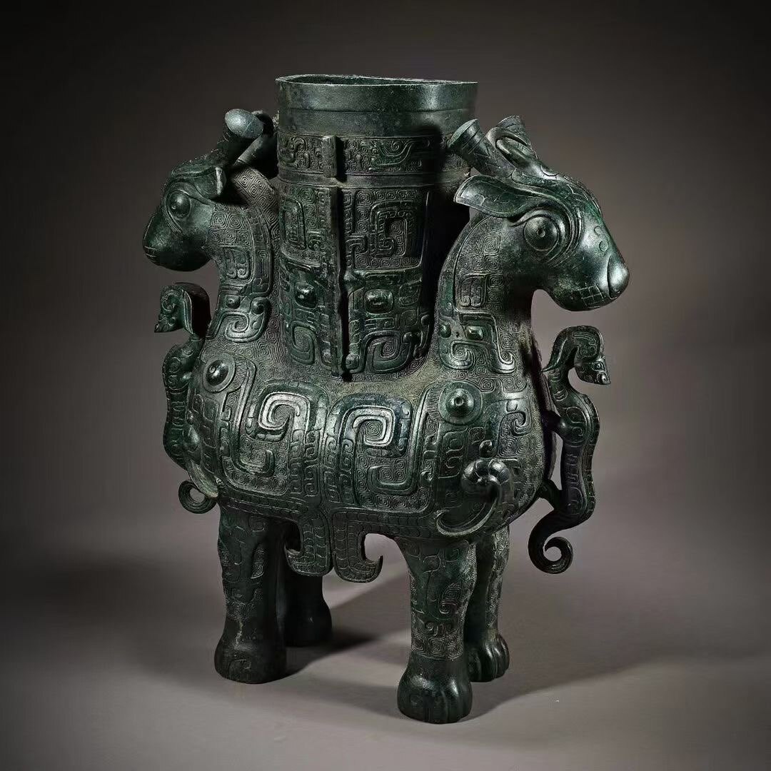 青铜器古摆件四羊方尊酒尊酒器古玩铜工艺品摆件做旧厂家直销-淘宝