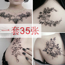 35 dark dark waterproof tattoo stickers female long-lasting sexy temptation flower chest flower arm chest big pattern sticker