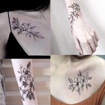 Tattoo Sticker Sexy Emulation Lock Bones Vegetarian Flowers Tattooed Patterns Women Mesh Red Ins Arms Half Arm Flower Arms Waterproof