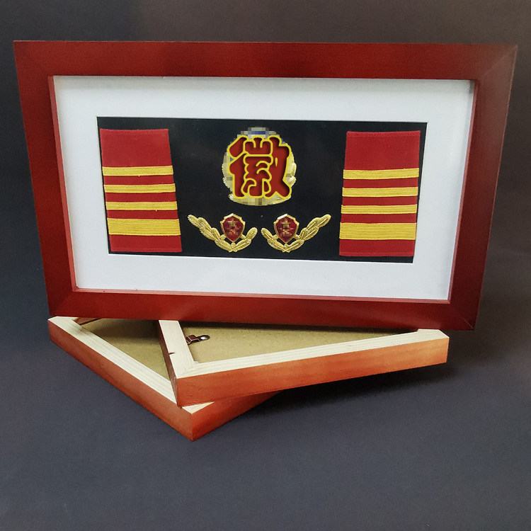 Veterans Commemorative Send Comrades Veterans Party Gifts 87-type Hat Emblem Shoulder Card Creative Hanging Wall Painting Picture Frame