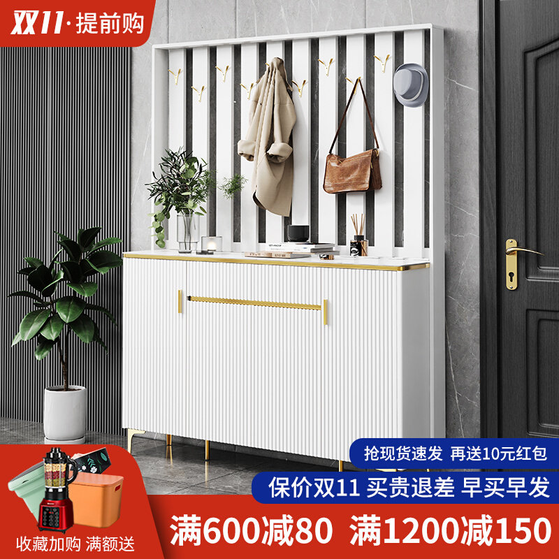 New light luxury shoe cabinet with hanging clothes integrated home door coat rack entrance living room compartment cabinet simple storage cabinet