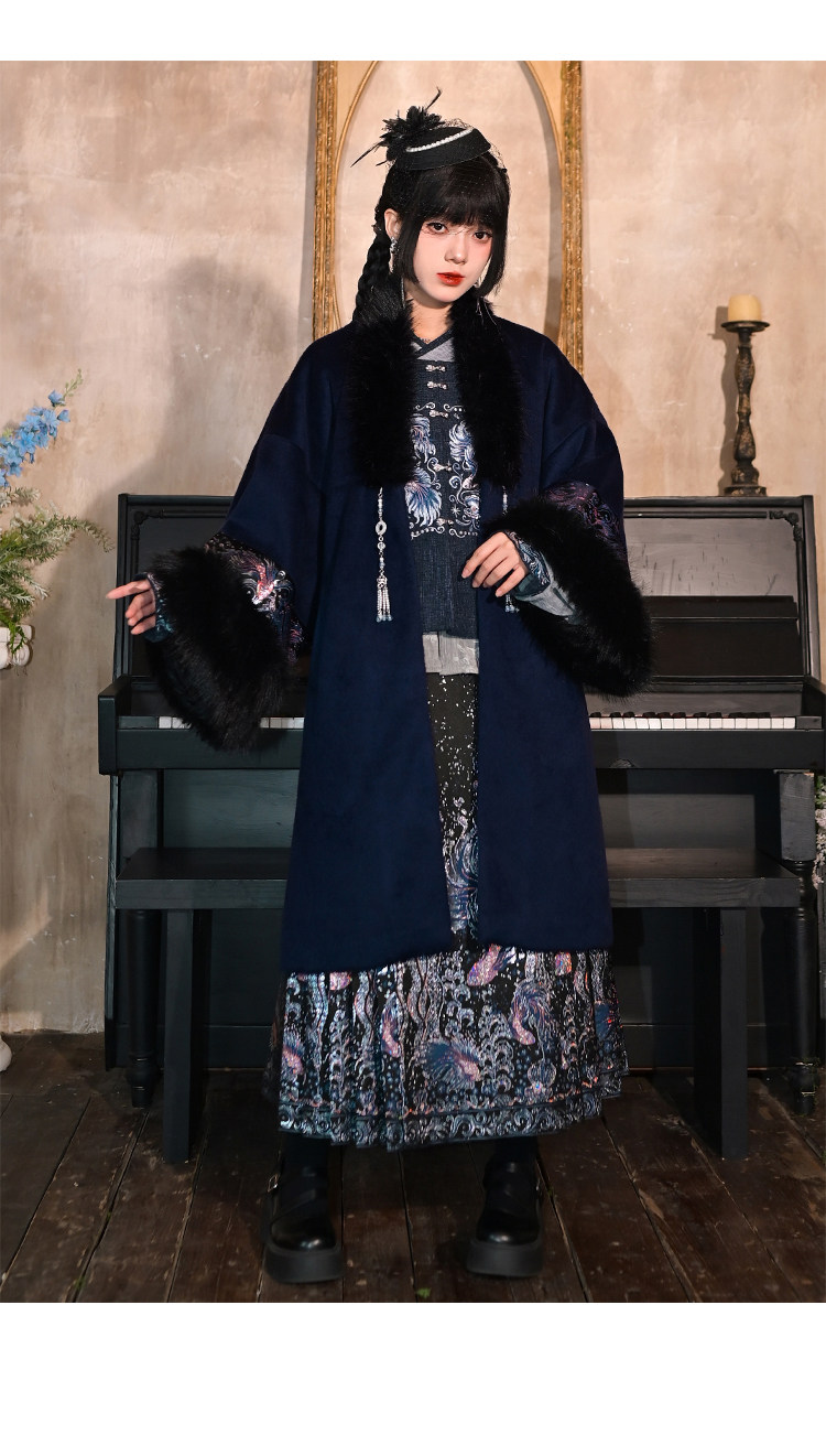 Китайцы одежда наборы 古怪舍「浮光鳍梦」原创汉服女改良明制国风比甲上衣马面裙套装冬