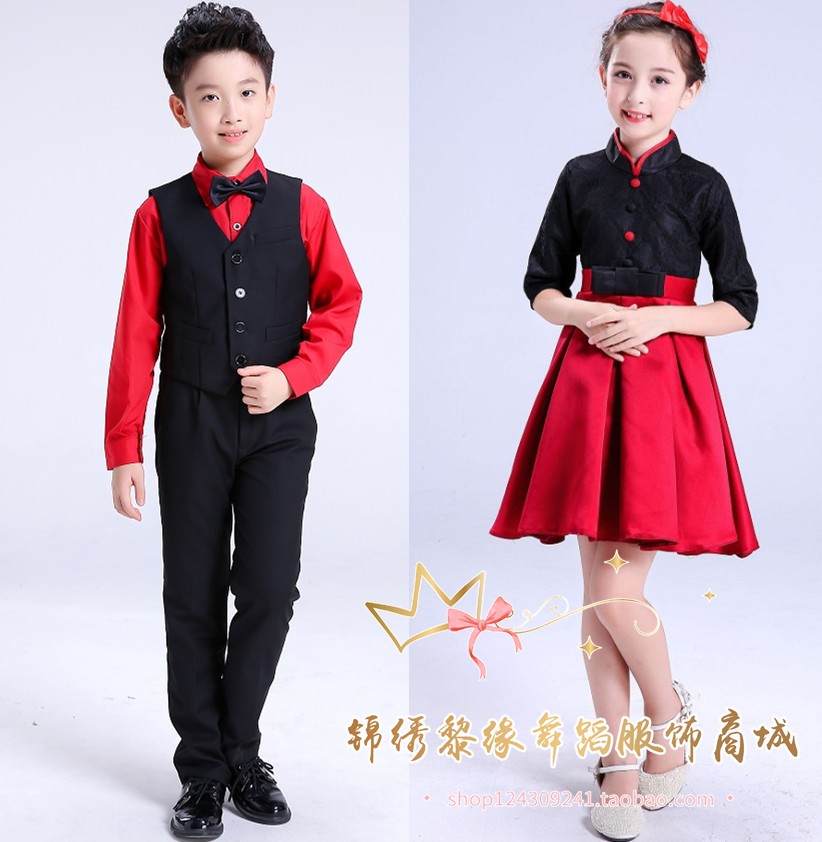 Trẻ em Quần Bib Trang phục Trường tiểu học Điệp khúc Nam và Nữ Chương trình Recital Show Host Tutu Tutu quần áo bé gái múa ba lê