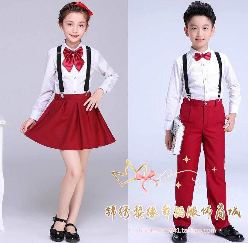 Trẻ em Quần Bib Trang phục Trường tiểu học Điệp khúc Nam và Nữ Chương trình Recital Show Host Tutu Tutu quần áo bé gái múa ba lê