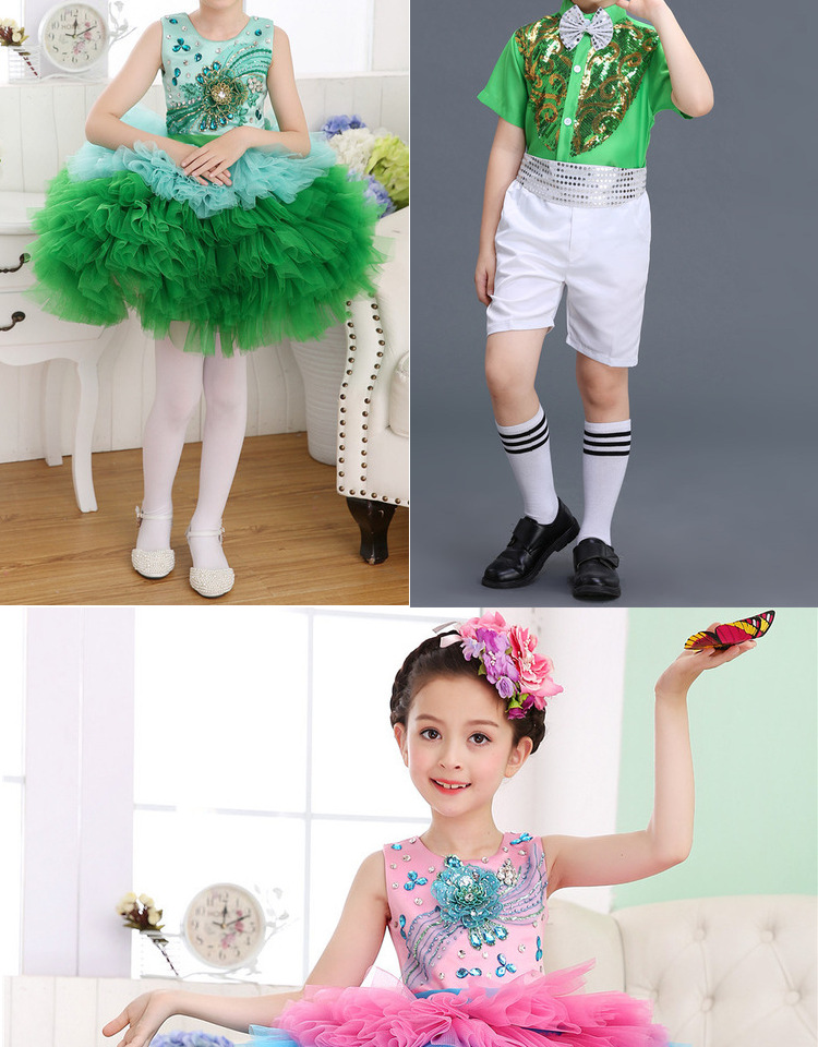 Áo dài cho trẻ em Trang phục hợp xướng Trang phục cho bé gái Nhảy múa hiện đại cho trẻ em Váy dễ thương - Trang phục váy trẻ em hàn quốc