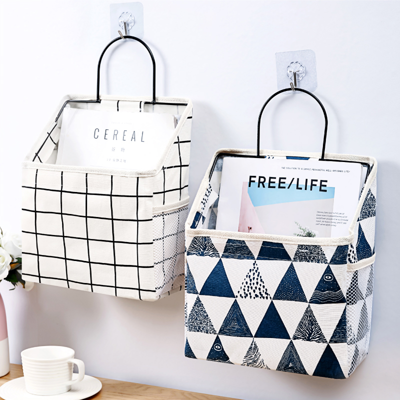 Cloth Art Collection Hanging Bag Wall-mounted Wall Hanging Dorm Room Wall Storage Bag Door Rear Bathroom Hanging Clothes Bag God Instrumental bag-Taobao